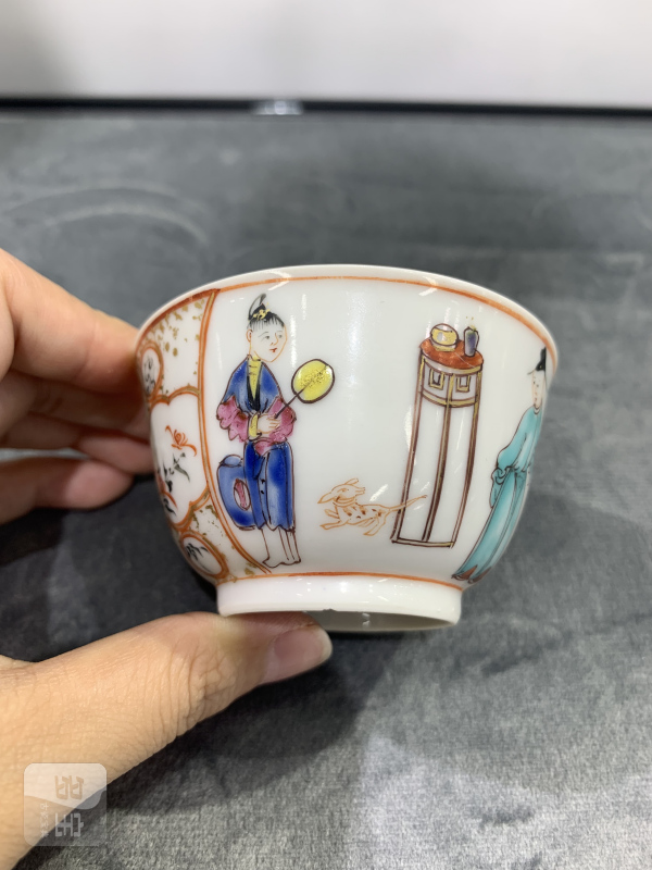 清乾隆广彩教子图茶园 - 图6